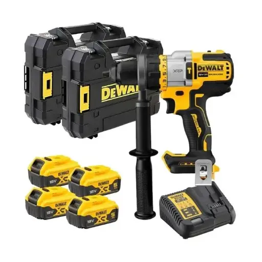 [092915] DeWalt DCD999P4-IT Trapano Avvitatore Percussione Precisione XRP FlexVolt Advantage 3 Velocità Con 4 Batterie 18V 5Ah + Caricabatterie + 2 Valige T-Stak